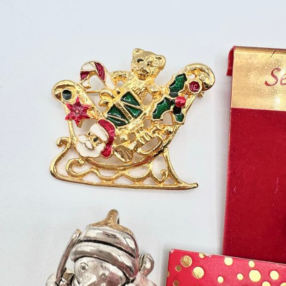 Christmas Brooch Pin Lot Vintage To Now Holiday Noel Festive Fun Xmas 17 Pieces - Picture 2 of 16